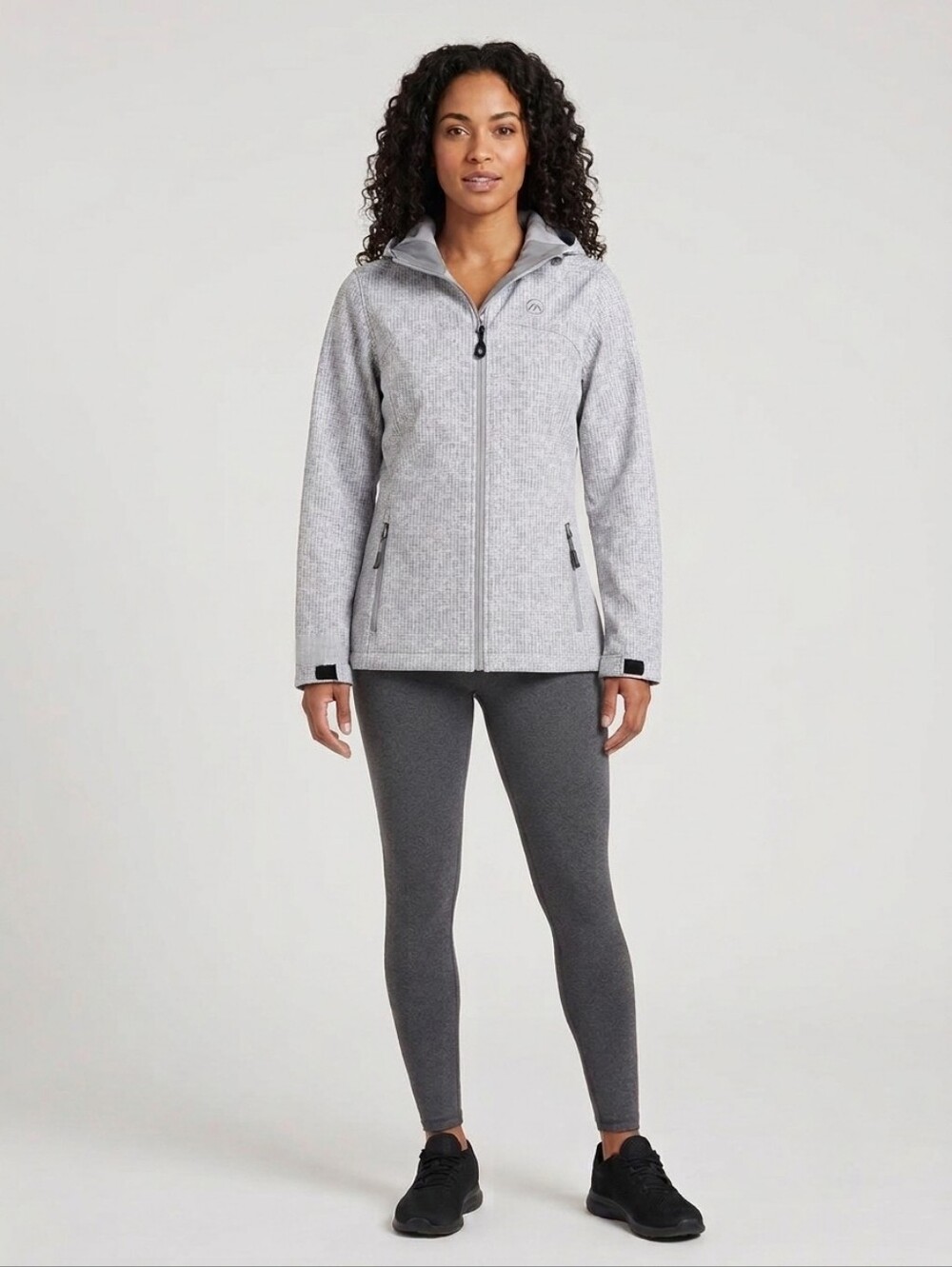 Black Mountain Light Heather Gray Hooded Shell Jacket